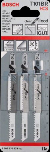Нож прободен трион за дърво Bosch T 101 BR 100 x 2,5 мм - 3 бр