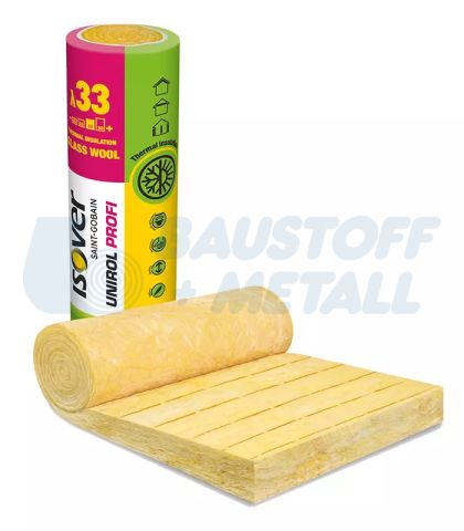 Стъклена вата Изовер Unirol Profi 50 мм 9500х1200 мм λD 0,033 ролка 11.4 м²