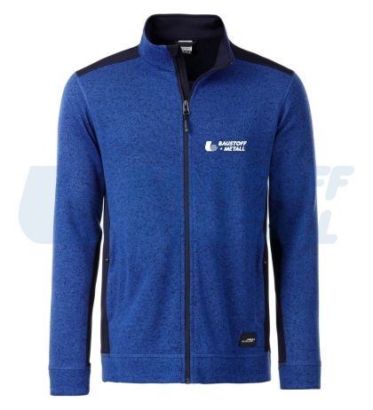 Полар Jacke James&Nicholson royal/navy JN862 син 2XL с лого Baustoff+Metall