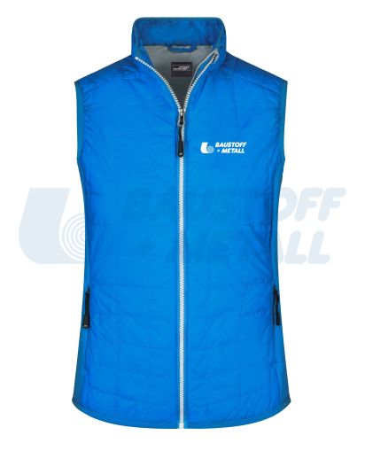 Дамски Елек-жилетка James&Nicholson цвят син cobalt/silver JN1113 размер M с лого Baustoff+Metall