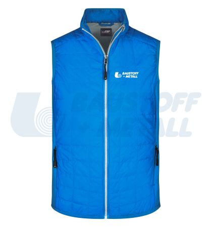 Елек-жилетка James&Nicholson цвят син cobalt/silver JN1114 размер L с лого Baustoff+Metall