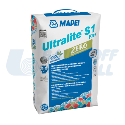 Лепило за плочки Mapei Keraflex Ultralite S1Flex Zero сив, торба 15 кг