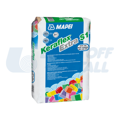 Лепило за плочки Mapei Keraflex Extra S1 бяло, торба 25 кг