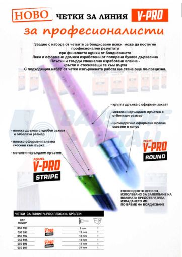 Четка плоска за линия 12 мм V-PRO Motive