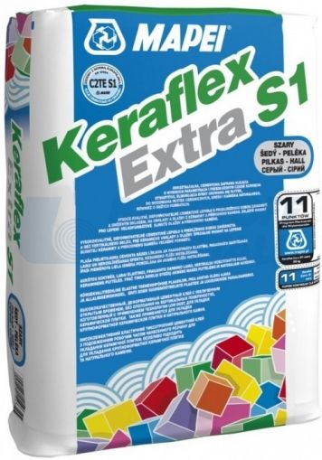 Лепило за плочки Mapei Keraflex Extra S1 сив, торба 25 кг