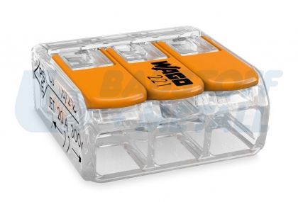 Бърза връзка 3 х 0,2 - 4 мм² WAGO за гъвкав проводник, пакет 10 бр.