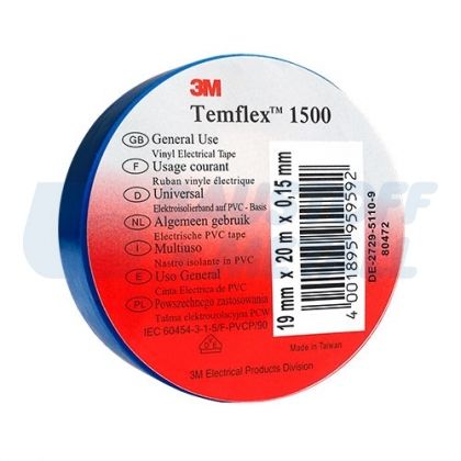 Лента изолирбанд 3M TEMFLEX 1500 20 м 19 х 0,15 мм синя