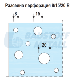 Кнауф Cleaneo Akustik кръгла произволна перфорация 8/15/20 R, размери 1200/1998, бял воал, кант UFF, лист 2,4 м²