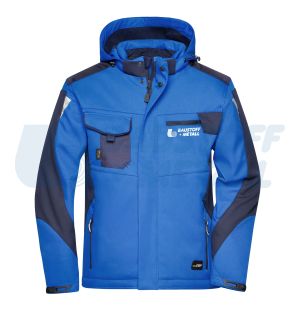 Зимно яке Jacke James&Nicholson royal/navy JN824 3XL с лого Baustoff+Metall