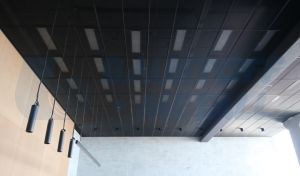 Метално пано SEPA с падащ борд за Т24 мрежа 30х10 цвят RAL 9005 черно 1200/600 мм, 1 брой