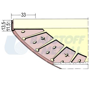 Ъгъл PVC за свод едностранно, рамо 13х33 мм, Протектор 03768, дължина 3м, изграждане гипскартон при овални форми, произведено в Германия, 1 брой 3 м
