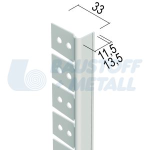 Ъгъл PVC за свод едностранно, рамо 13х33 мм, Протектор 03768, дължина 3м, изграждане гипскартон при овални форми, произведено в Германия, 1 брой 3 м