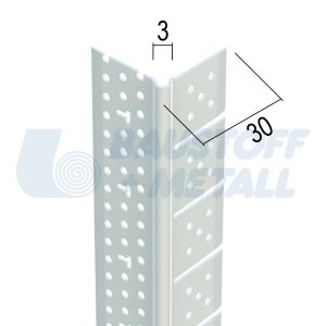 Ъгъл PVC за свод, рамо 33х33 мм, Протектор 03767, дължина 3 м, за извити конструкции от гипскартон, произведено в Германия, 1 брой 3 м