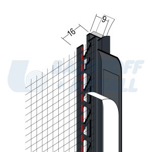 Ъгъл дограма с мрежа и перо PVC Антрацит Протектор 37929, произведено в Германия, 1 брой 2.6 м