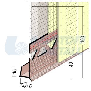Ъгъл с мрежа PVC водооткапващ 12.5/6 мм Протектор 37155, произведено в Германия, 1 брой 2.5 м