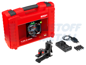 Линеен лазерен нивелир Sola Plano 4DGreen с батерии, зарядно и куфар