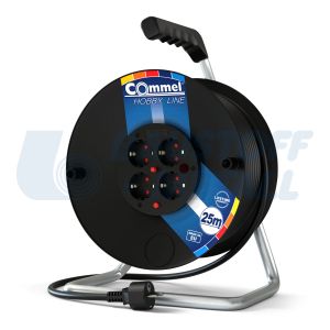 Макара черна 25м IP20 H05VV-F 3G2.5mm2 термична защита 4 шуко Commel