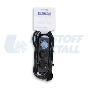 Разклонител ЧЕРЕН 3x2P+E с кабел 3 метра / 1.5mm2 Commel