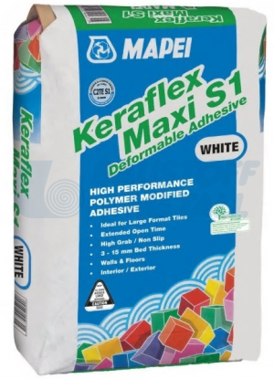 Лепило за плочки Mapei Keraflex Maxi S1 бял, торба 23 кг