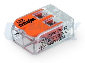 Бърза връзка 2 х 0,2 - 4 мм² WAGO за гъвкав проводник, пакет 10 бр.