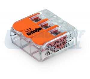 Бърза връзка 3 х 0,2 - 4 мм² WAGO за гъвкав проводник, пакет 10 бр.