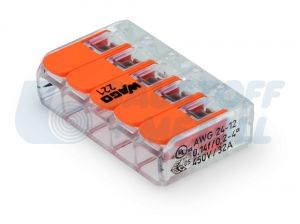 Бърза връзка отваряема клема 5 х 0,2 - 4 мм² WAGO за гъвкав проводник, пакет 10 бр.