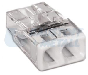 Клема за твърд проводник WAGO 2 x 0.5 - 2.5 мм² бяла, пакет 10 бр.