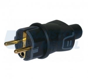 Щепсел черен гумиран 2Р+Т 16А ІР44 250V Legrand