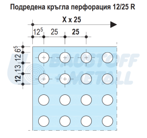 Кнауф Cleaneo Akustik кръгла перфорация 12/25 R, размери 1200/2000мм, черен воал, кант UFF, лист 2.4 м²